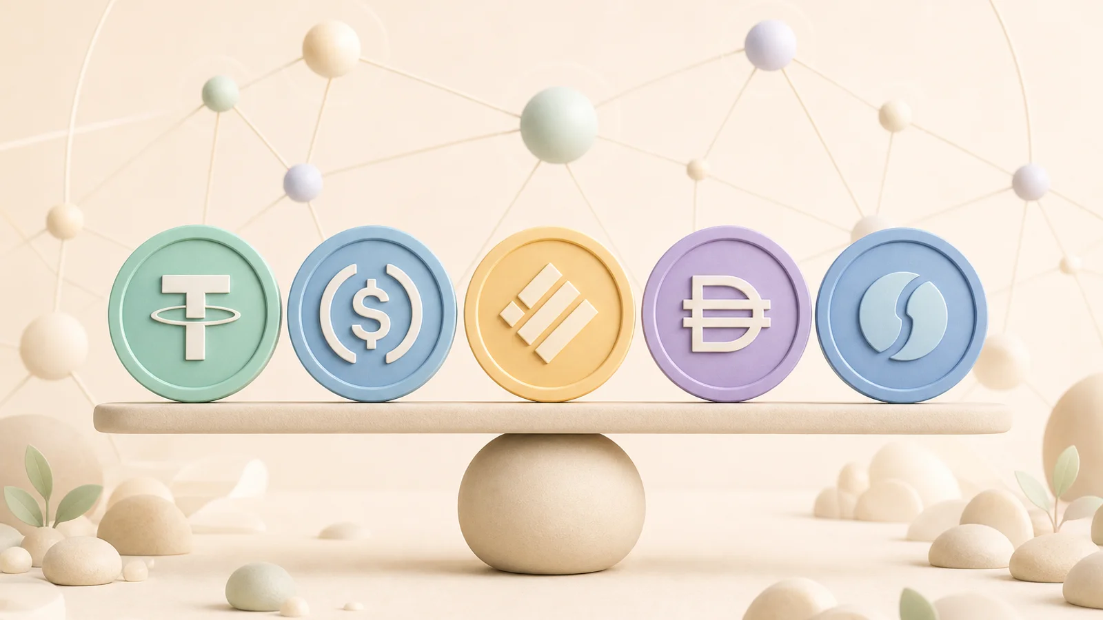 Calm stable token forms anchored within a soft network with balance cues