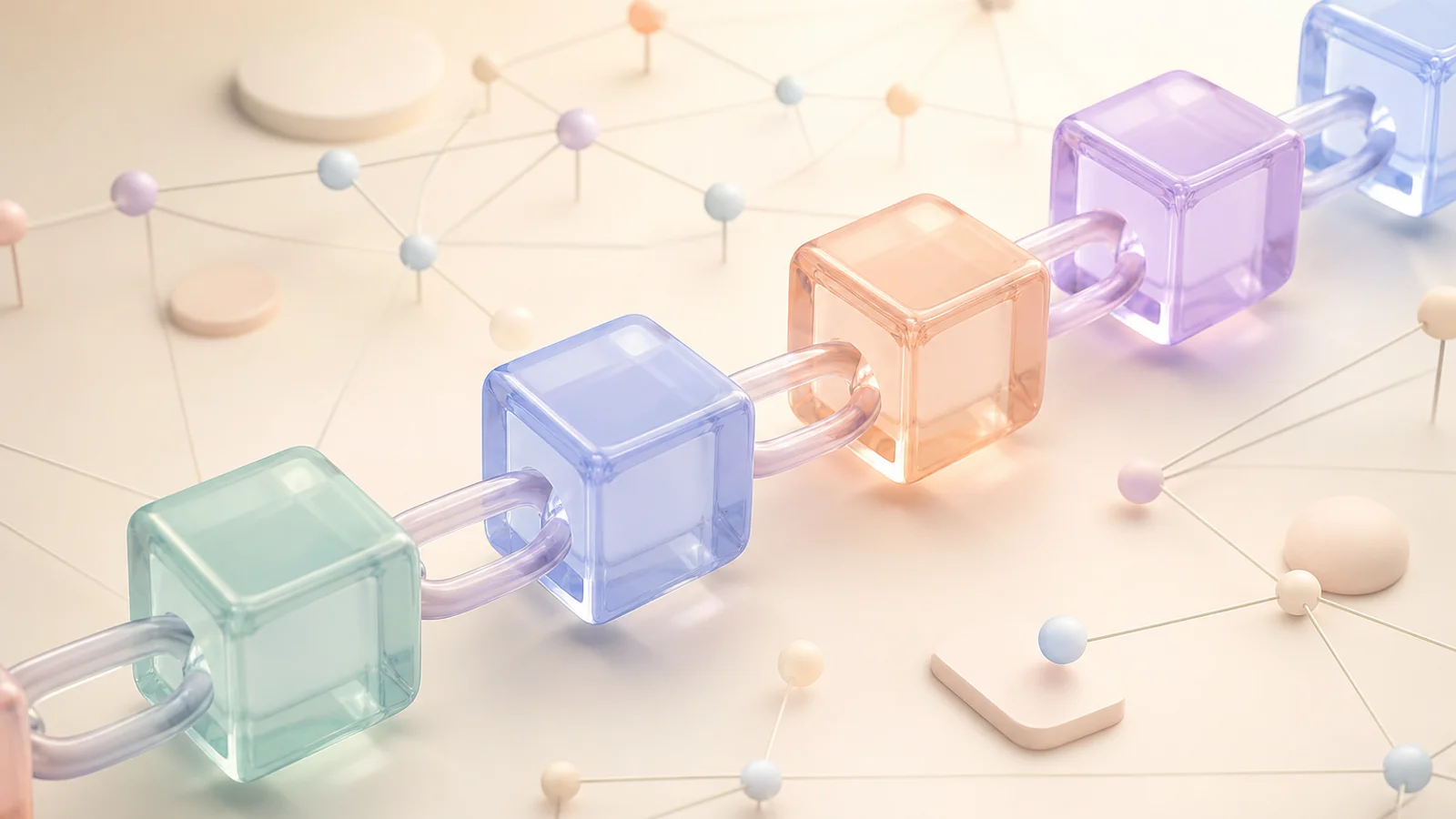 Translucent linked blocks and soft network nodes forming a calm record chain