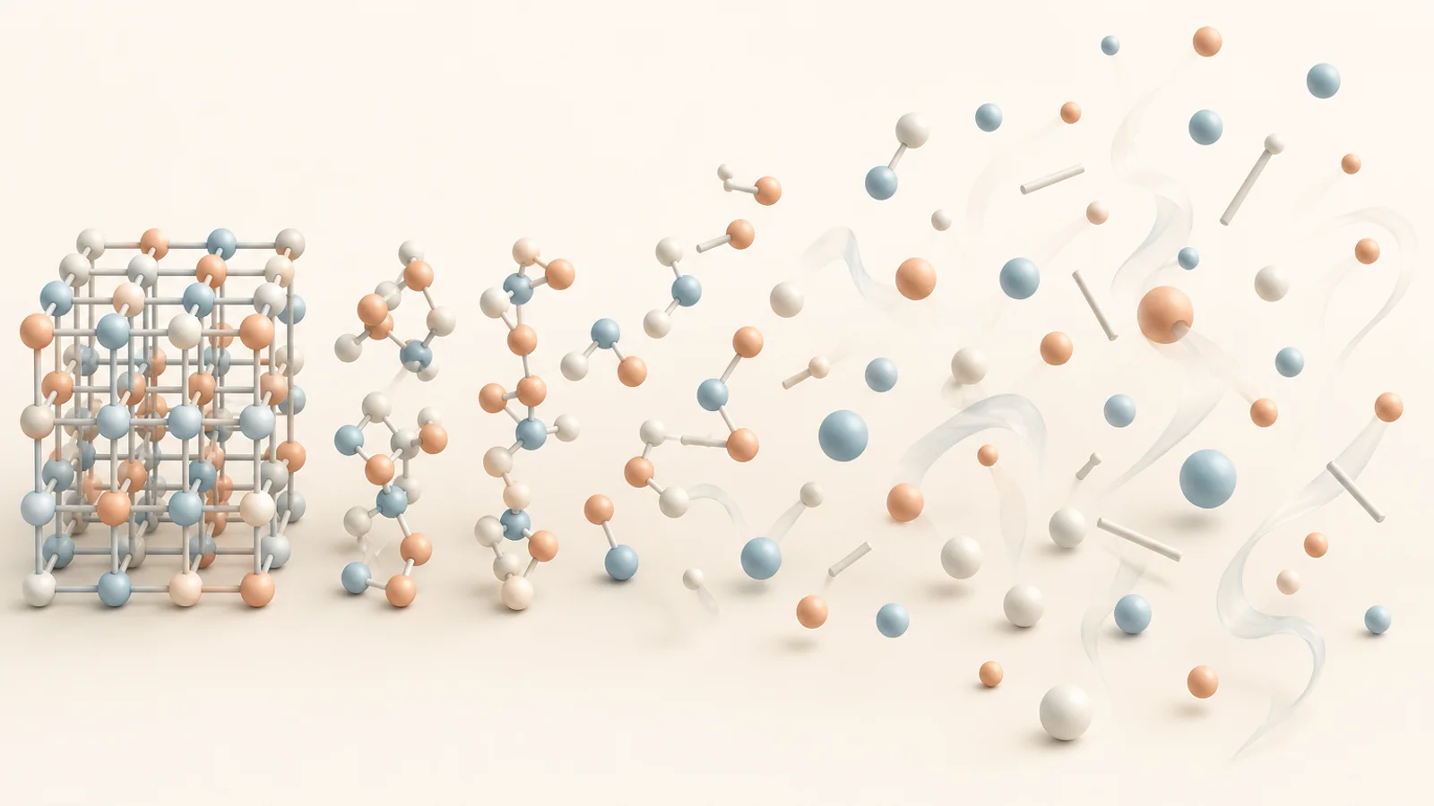 Neat ordered arrangement gently transitioning into a more scattered but elegant layout